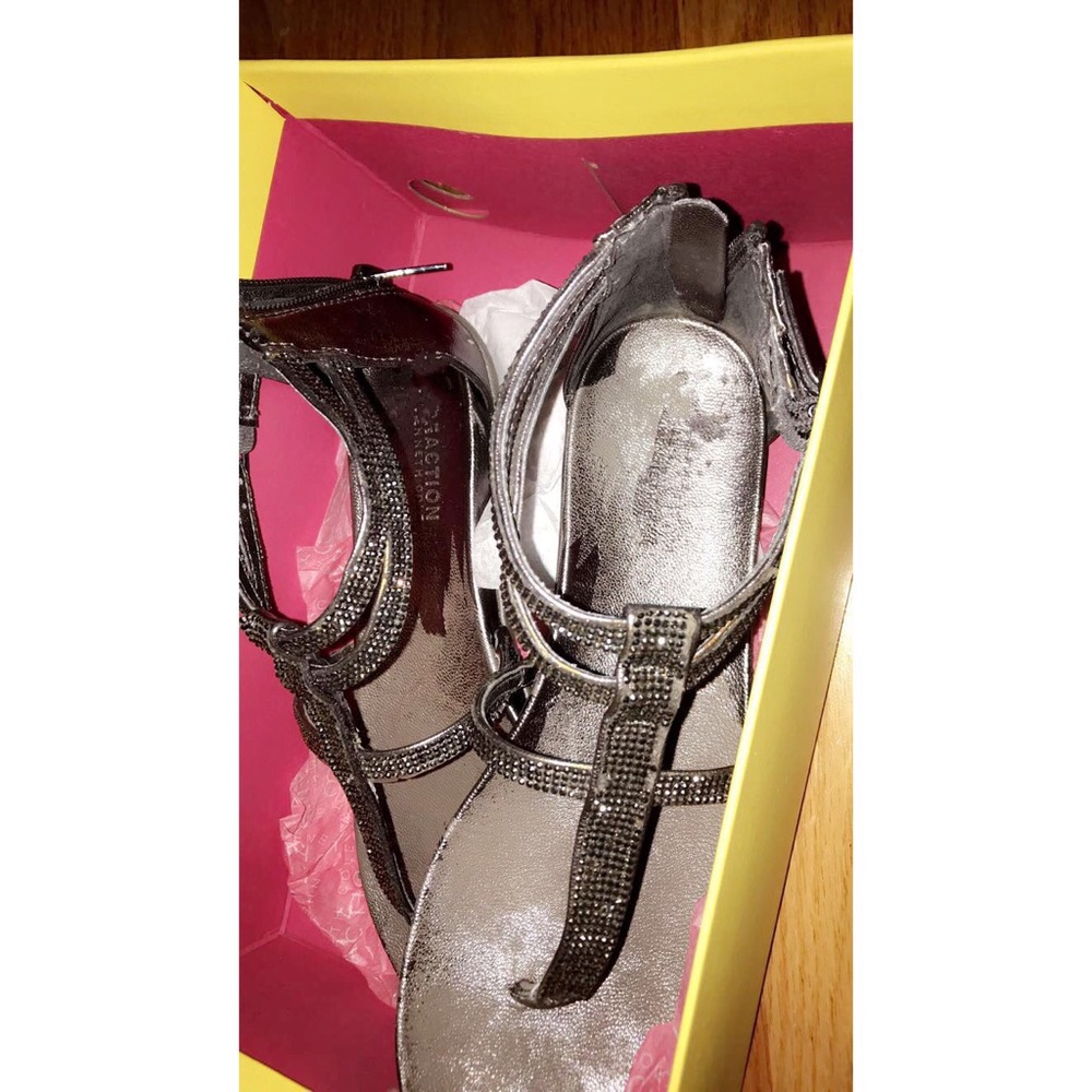 Shimmery Silver/Black Sandals